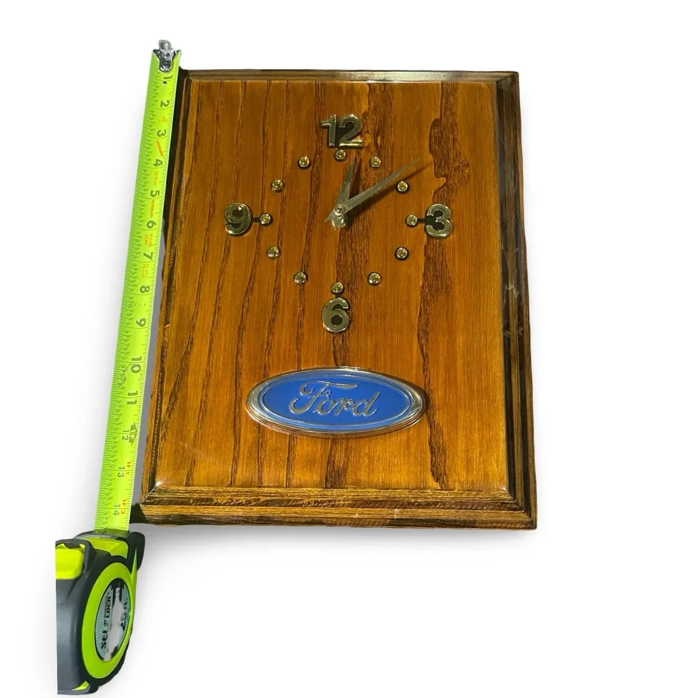 Vintage Ford Oval Logo Wood Wall Clock Retro‎ Automotive Decor Collectible